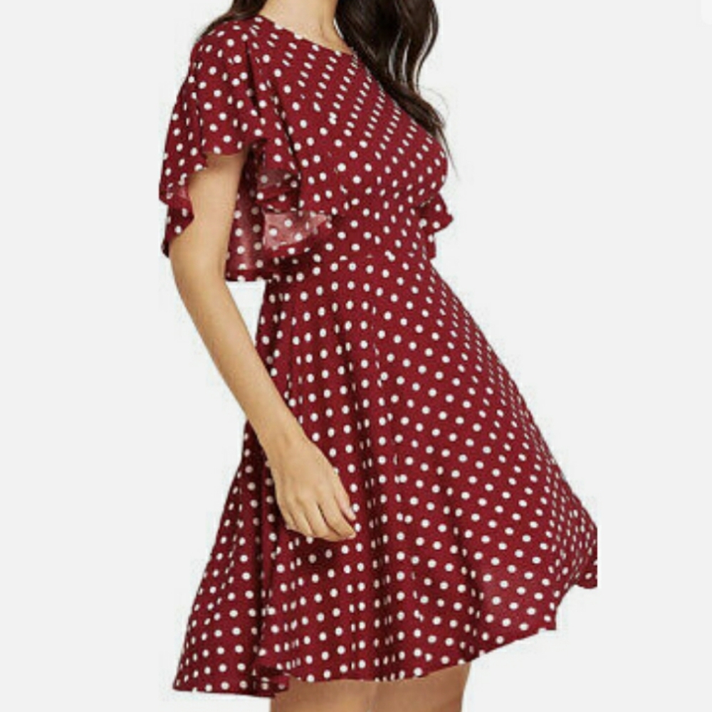 Cranberry & white polka dotted dress